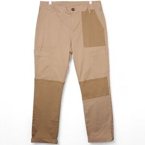 Cabi Captain Pants Womens Size 8 Khaki Colorblock Utility Pockets Cotton Blend